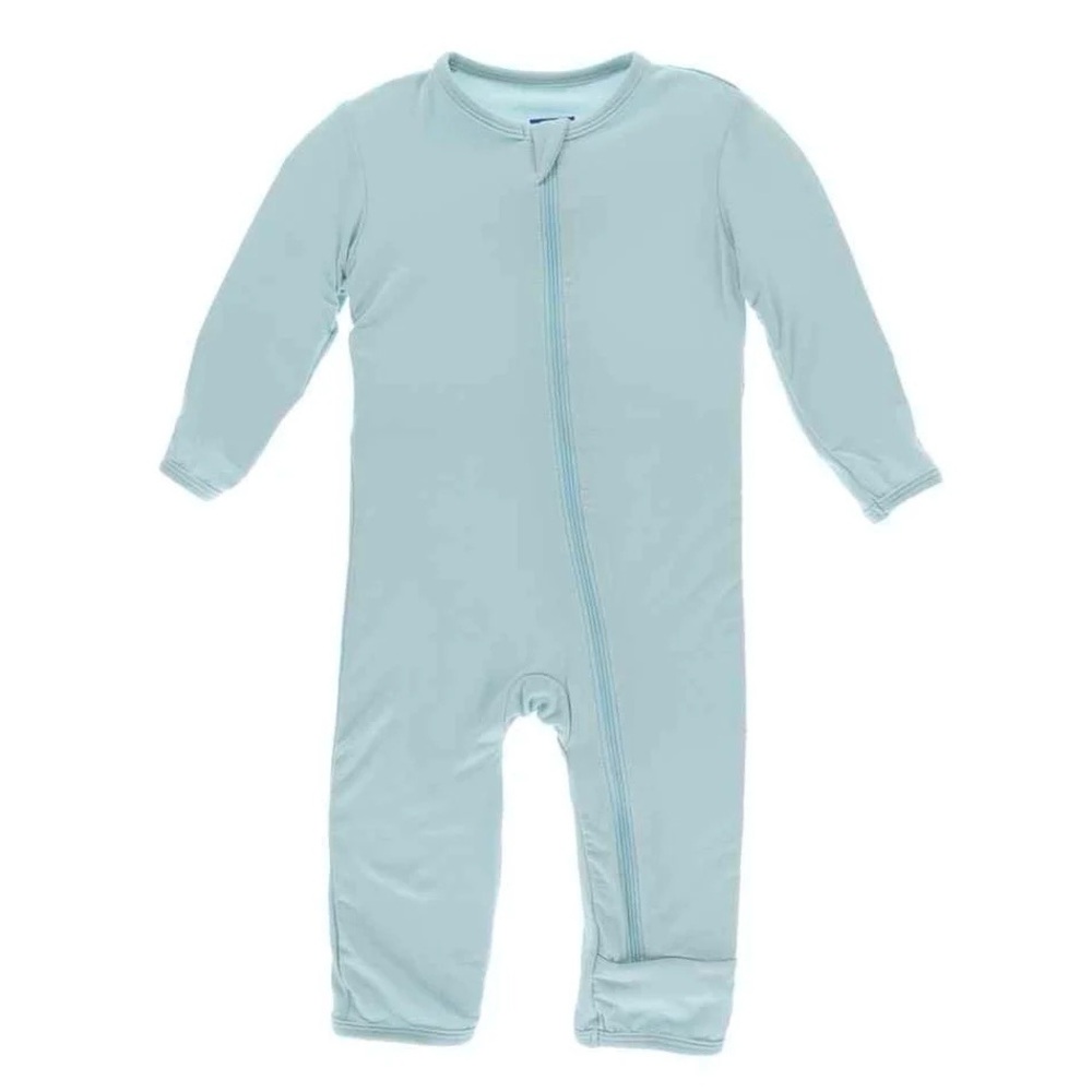 Kickee Pants Baby Blue Bamboo Coverall with 2-Way Zipper